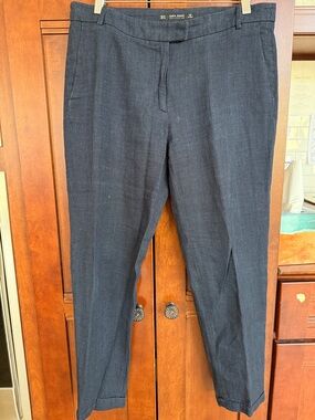 Zara Navy Blue Textured Dress Pants